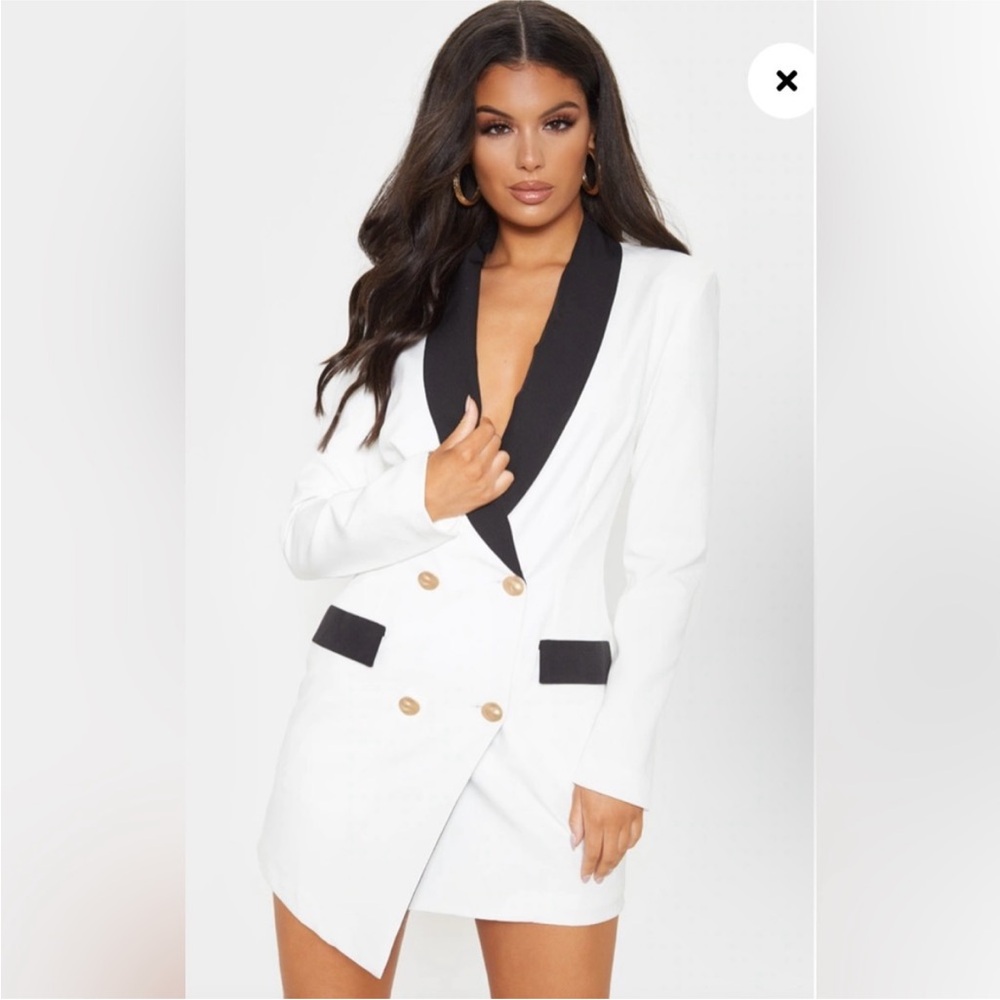NWT PrettyLittleThings Tuxedo Dress - Size 14 - Picture 2 of 8